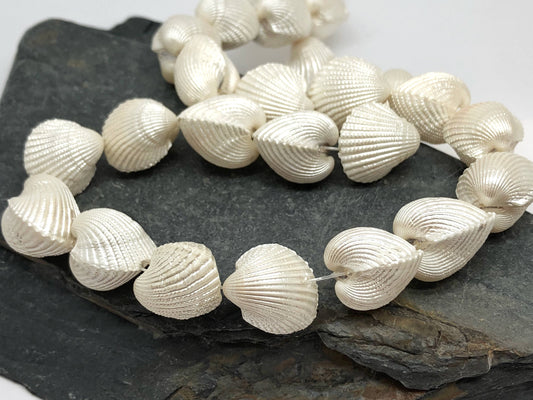 2 x Clam Shell Beads 18 x 17 approx Double Clam Shell Cockle Shell Pearly Bead Natural Shell Beads