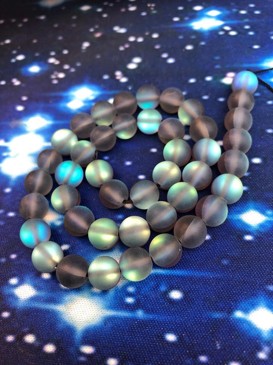 4 x Blue Green matte Rainbow Glass Magic Shine Beads 6 or 8 mm Two Tone beads Best ever Beads / Amazing sparkle beads Crystal Iridescent