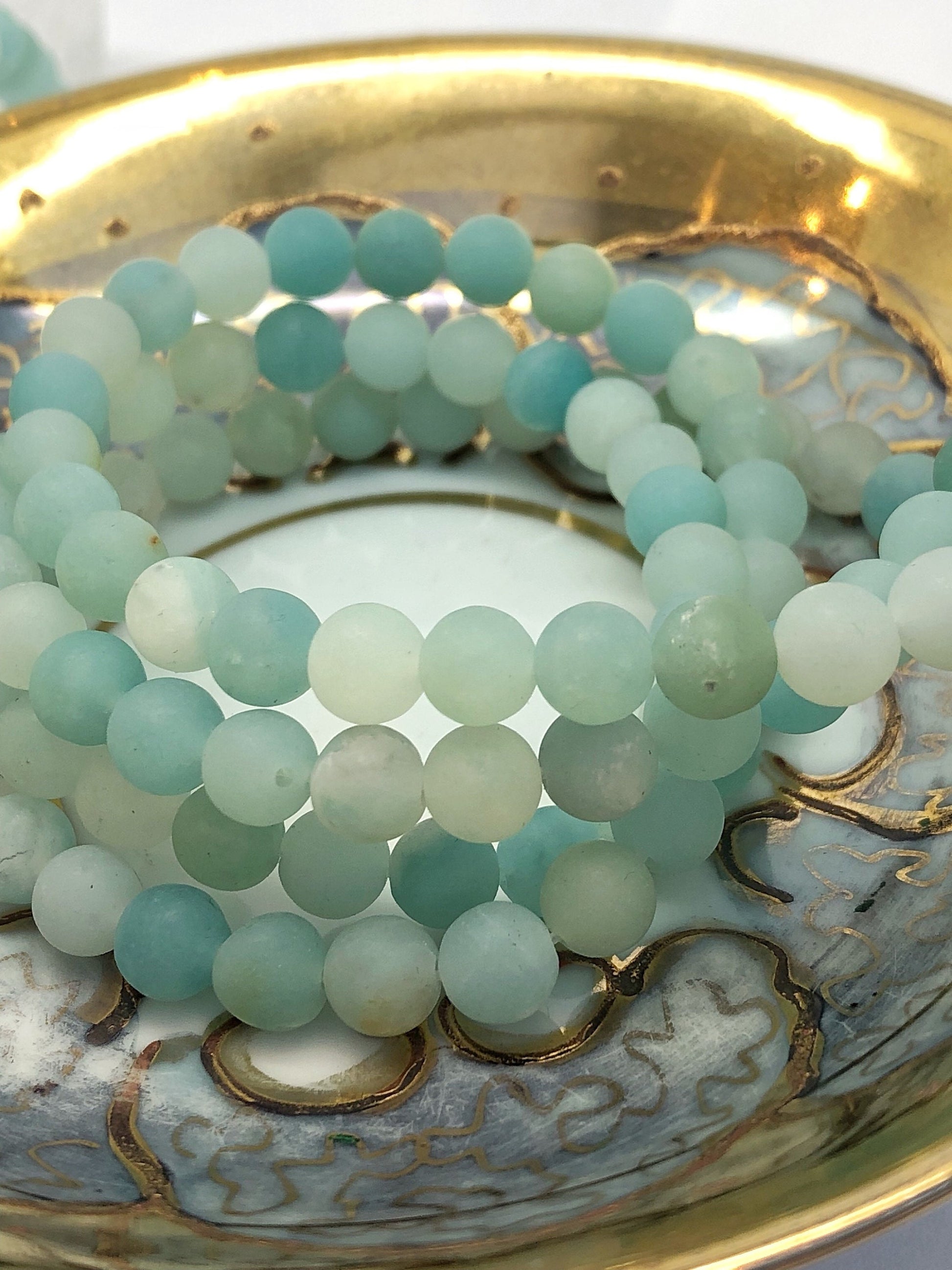 Amazonite matte frost round Beads 6 mm / Natural Blue Amazonite Beads / Birds Egg tones / Natural Gemstone beads