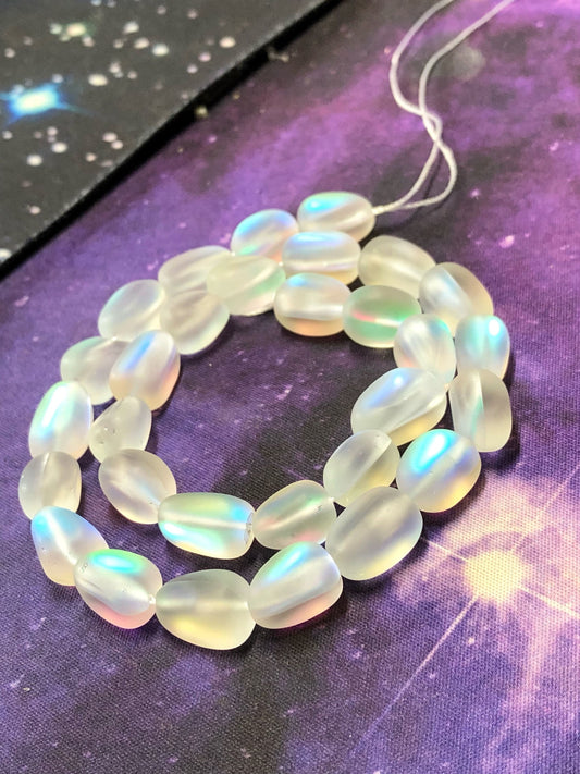 Clear Aurora Borealis crystal AB blue green aqua lilac Rainbow Glass Magic Shine Bead 9-10 mm nuggets Two Tone beads / Best ever Glow