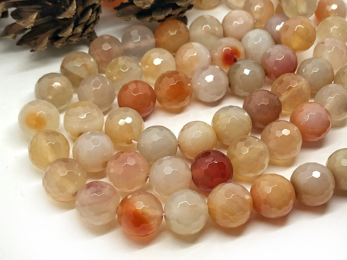 Amazing Faceted Blush Peach Carnelian round beads 14mm Peach Orange Soft Gemstone Beads Carnelian Agate Beads Choose Quantity