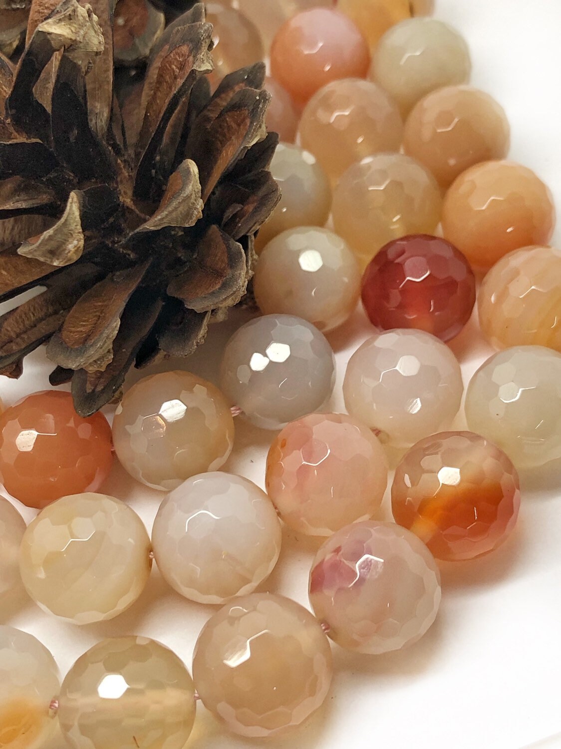 Amazing Faceted Blush Peach Carnelian round beads 14mm Peach Orange Soft Gemstone Beads Carnelian Agate Beads Choose Quantity