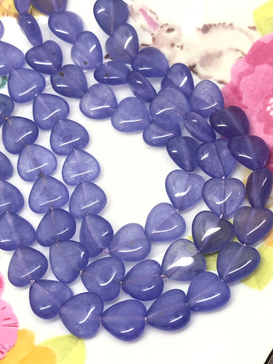 Purple Chalcedony Heart Beads 14mm Alexandrite toned Gemstone Beads / Lilac Beads