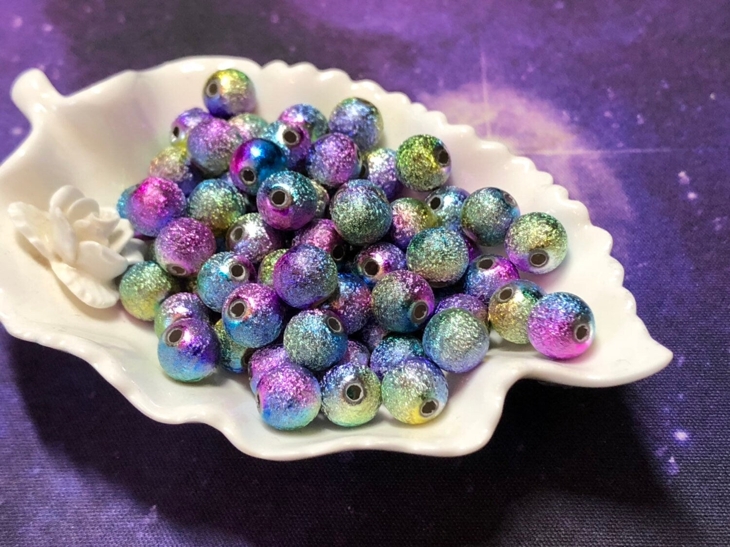 Multi Coloured Pink Purple Sparkly Gold Metallic Beads 8mm