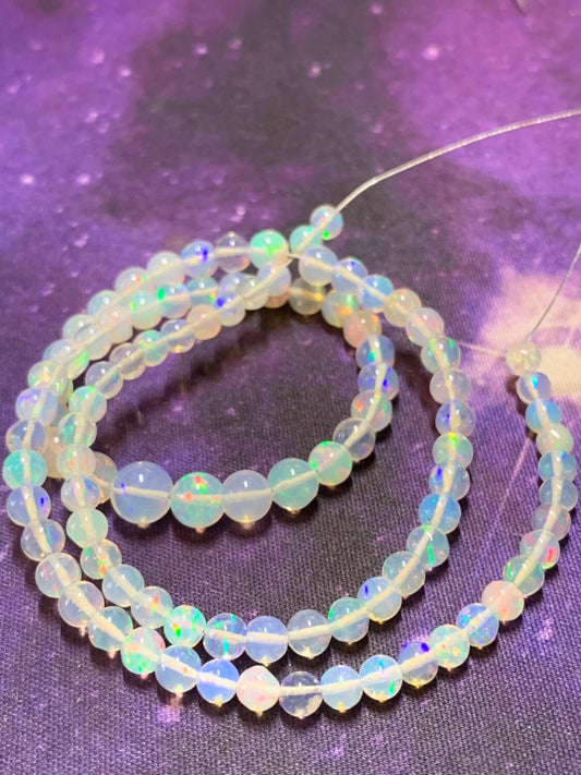 Amazing hand cut glowy Ethiopian Opal Round Beads / Rustic Fiery colourful Opal beads / Choose quantity 3-4 mm HANDCUT