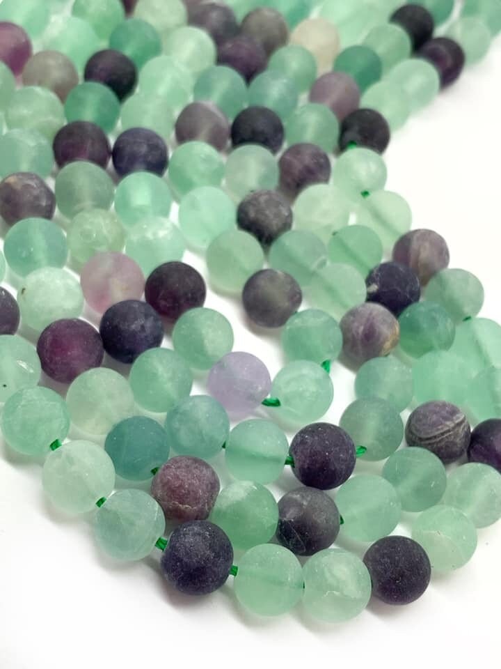 Matte Rainbow Blue Fluorite Beads 8mm Round Rainbow Blue Fluorite Gemstone Beads / Gemstone Beads /Fluorite Beads / Choose QUANTITY