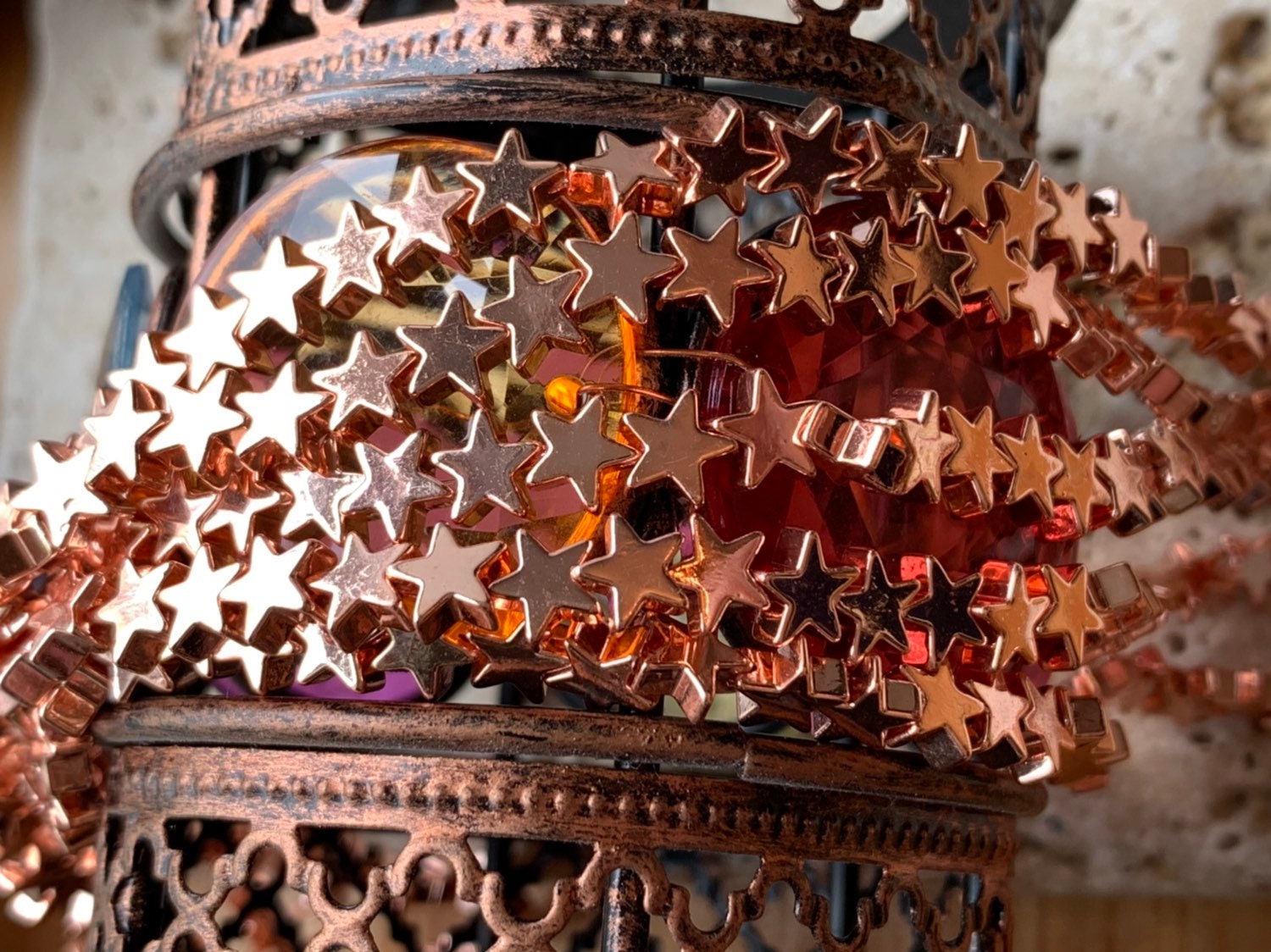 Rose Gold Haematite Stars 6mm / Wonderful Shine Multi Tones / Titanium Plated Haematite Stars