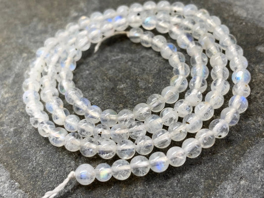 Handcut Rustic uneven Rainbow Moonstone Round Beads 4-5mm / Natural handmade rustic Moonstone Beads / Glowing Moonstone Gemstone Beads /