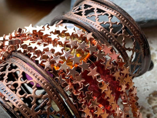 Haematite Hematite Rose Gold Plated Gemstone Star Beads 6 mm / Magic Star Beads /