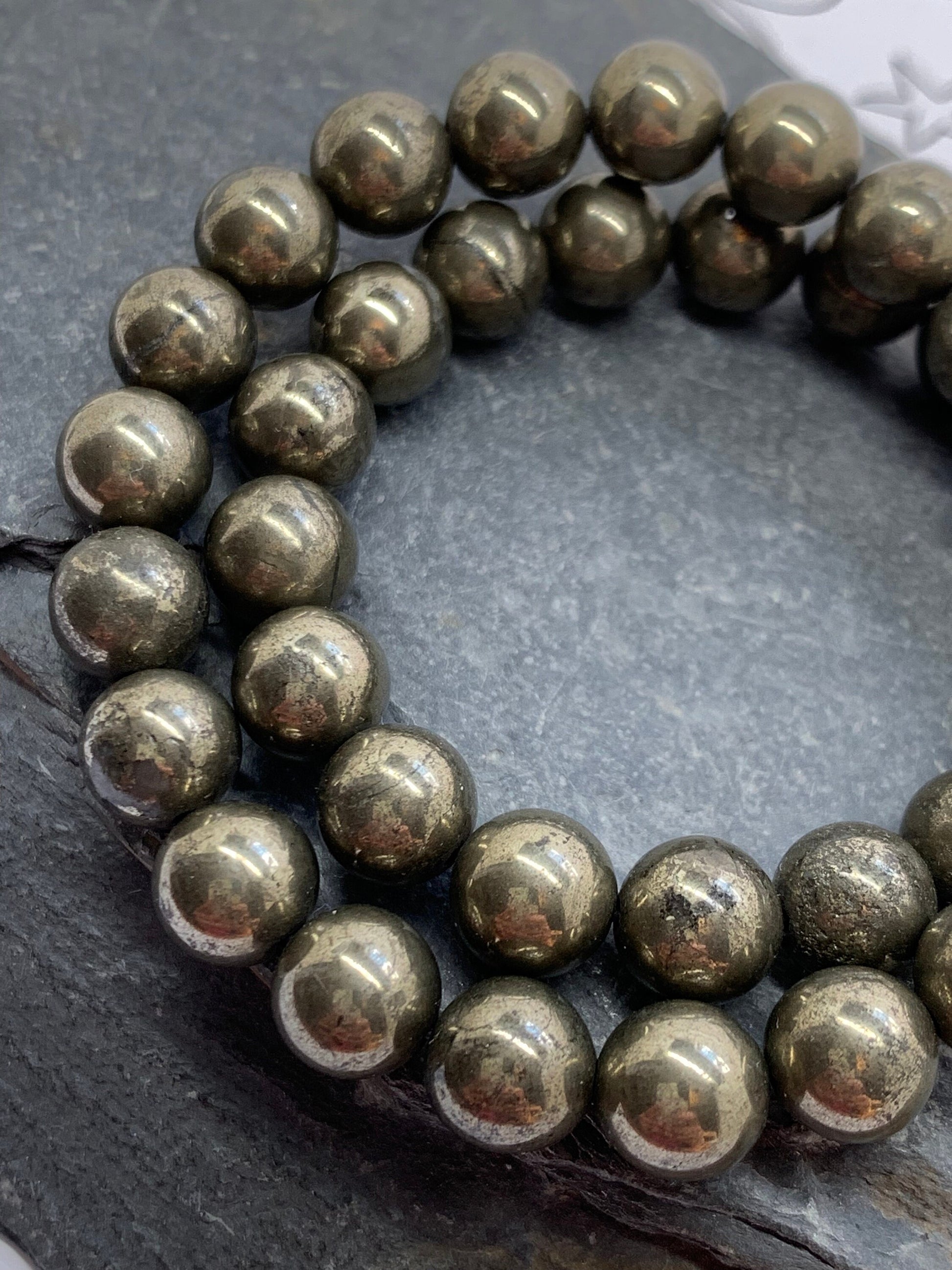 Natural Gold Pyrite Round Beads 8mm