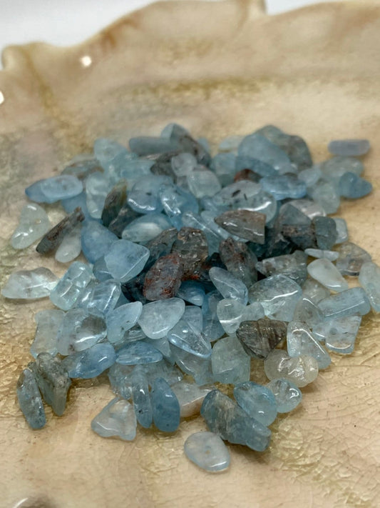 Aquamarine Chip Nugget Beads, Beryl Gemstone Beads Approx 10 drilled Beads. Blue Gemstone Nugget Chips