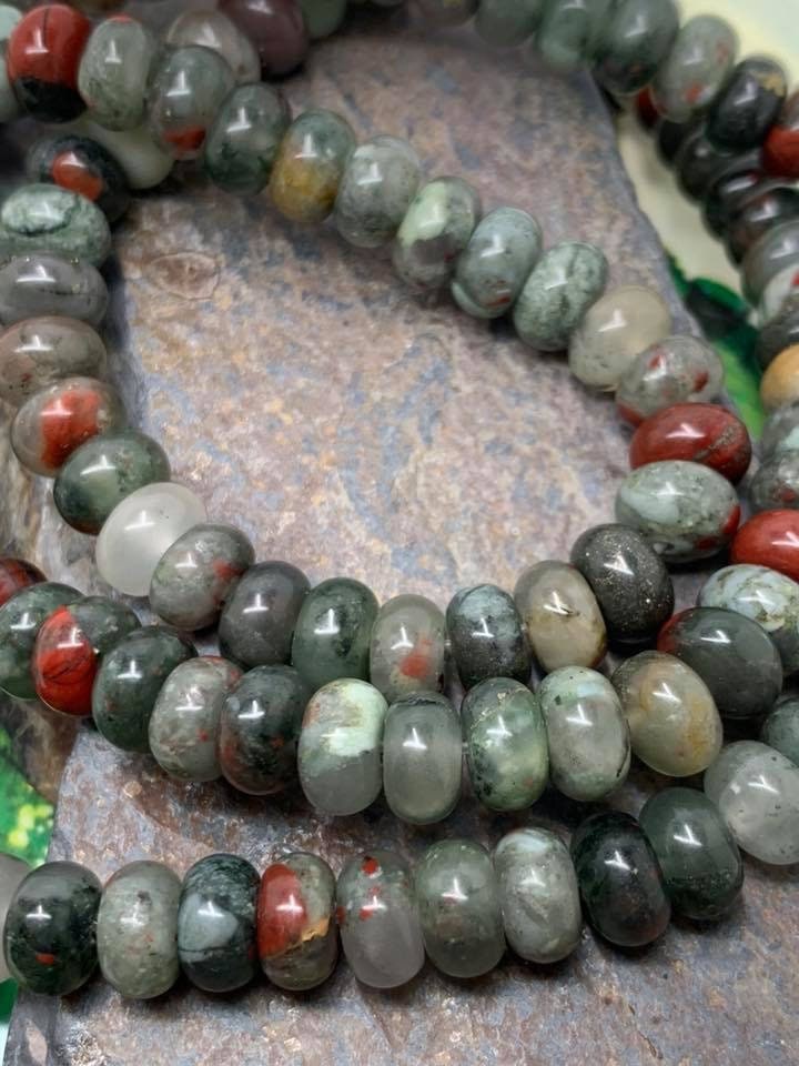 Bloodstone Smooth Rondelle Spacer Beads 8mm