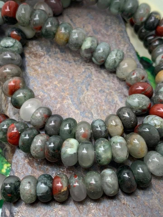 Bloodstone Smooth Rondelle Spacer Beads 8mm