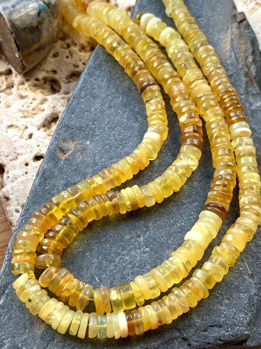 Amazing glowy Honey Yellow Opal Rondelle Spacer Heishi Beads / Golden Opal beads 6-7mm approx