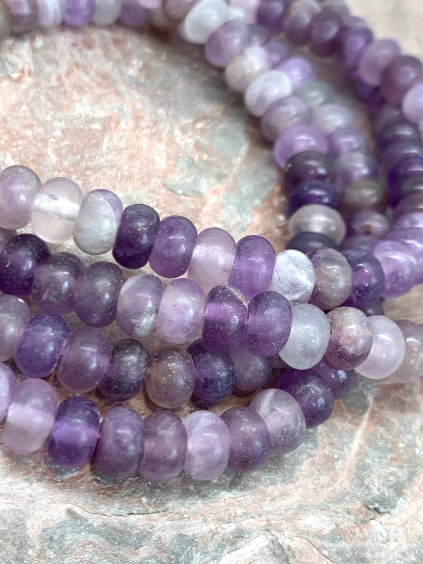 Rustic Natural Matte Amethyst rondelles 6mm / frosted purple choose quantity