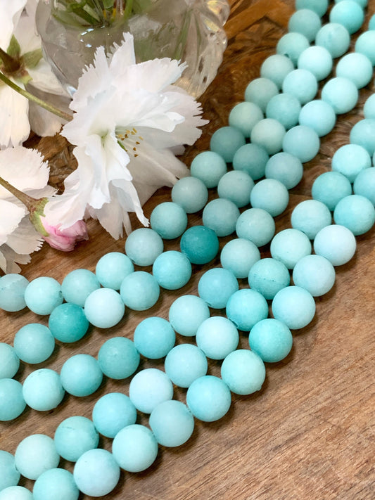 Beautiful Matte blue Quartz Round Beads 8 mm// Gemstone Beads / Earring Beads / Jewellery Beads / duck egg