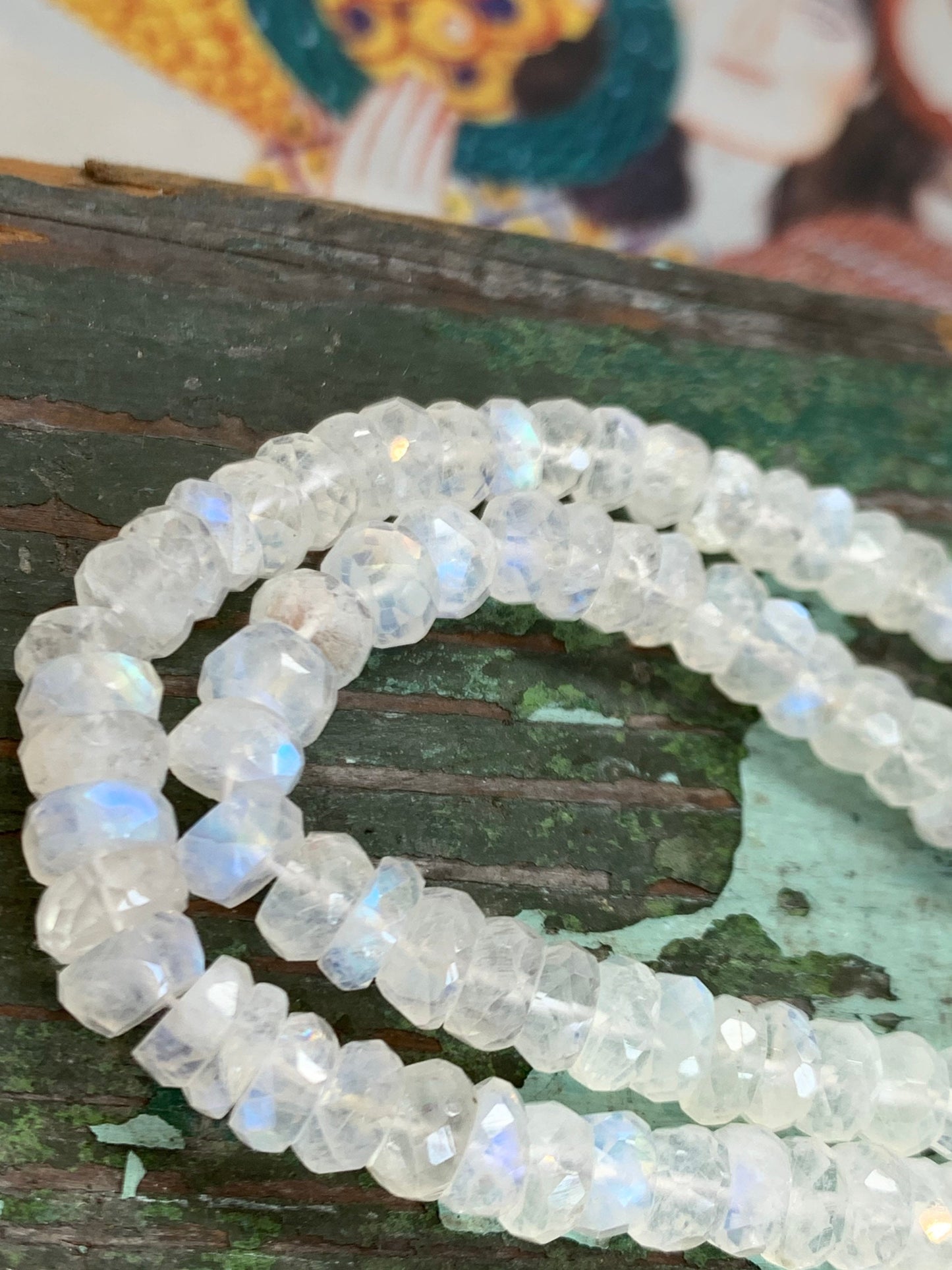 Rainbow Moonstone hand faceted Rondelle Round Beads 4 mm approx handcut / Glowing Moonstone Gemstone Beads / 33 cm strand