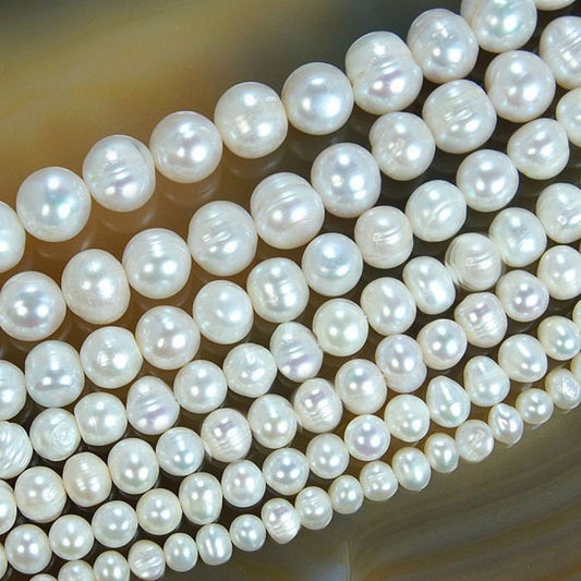 Freshwater Rustic Ivory Pearl beads Natural 6mm / Pearl Beads / Wedding Jewellery Beads / Mala beads Oval Potato