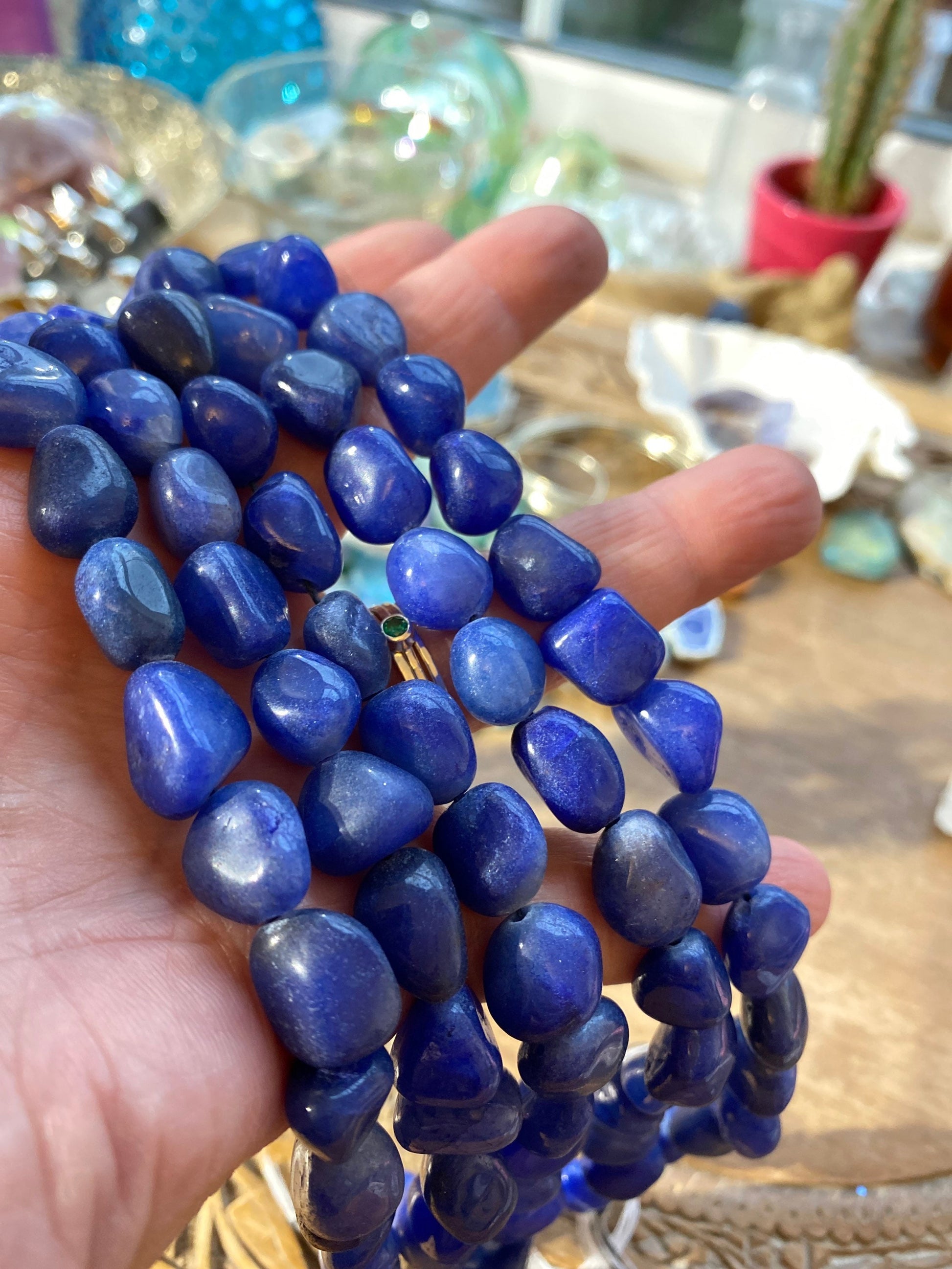 Ink Blue Polished Agate oval rounded nugget Beads / 6-10mm DARKER than pic! Rustic handmade beads