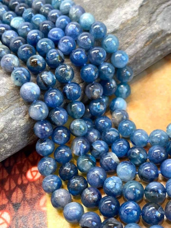 Natural Blue Kyanite Round Smooth Beads 6mm Blue Gemstone Beads Kyanite Gemstone round Beads