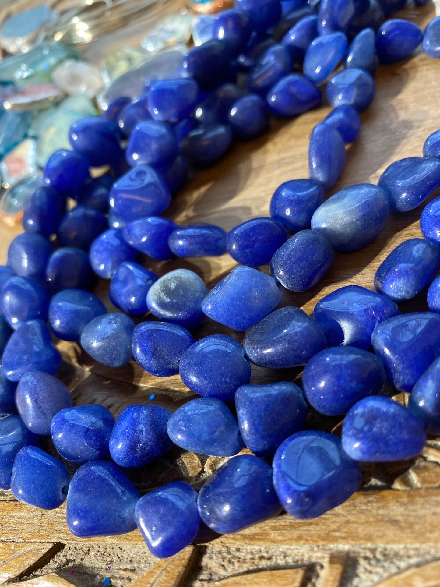 Ink Blue Polished Agate oval rounded nugget Beads / 6-10mm DARKER than pic! Rustic handmade beads