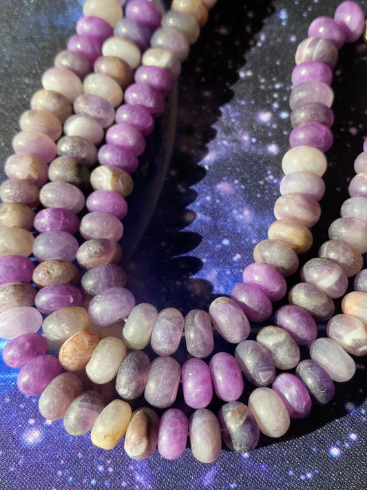 Rustic Natural Matte Chevron Amethyst rondelles 8mm / frosted purple