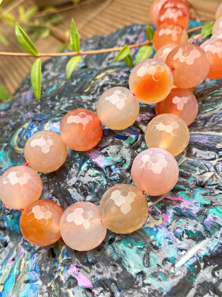 Amazing Faceted Blush Peach Carnelian round beads 14mm Peach Orange Soft Gemstone Beads Carnelian Agate Beads Choose Quantity