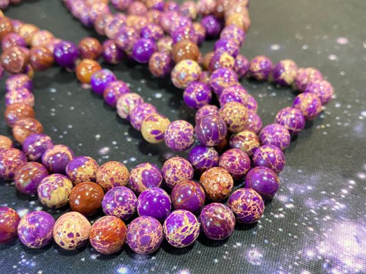 Imperial Sediment Purple Jasper Round beads / Jasper Gemstone Beads / Marble Jasper Beads / 4 beads