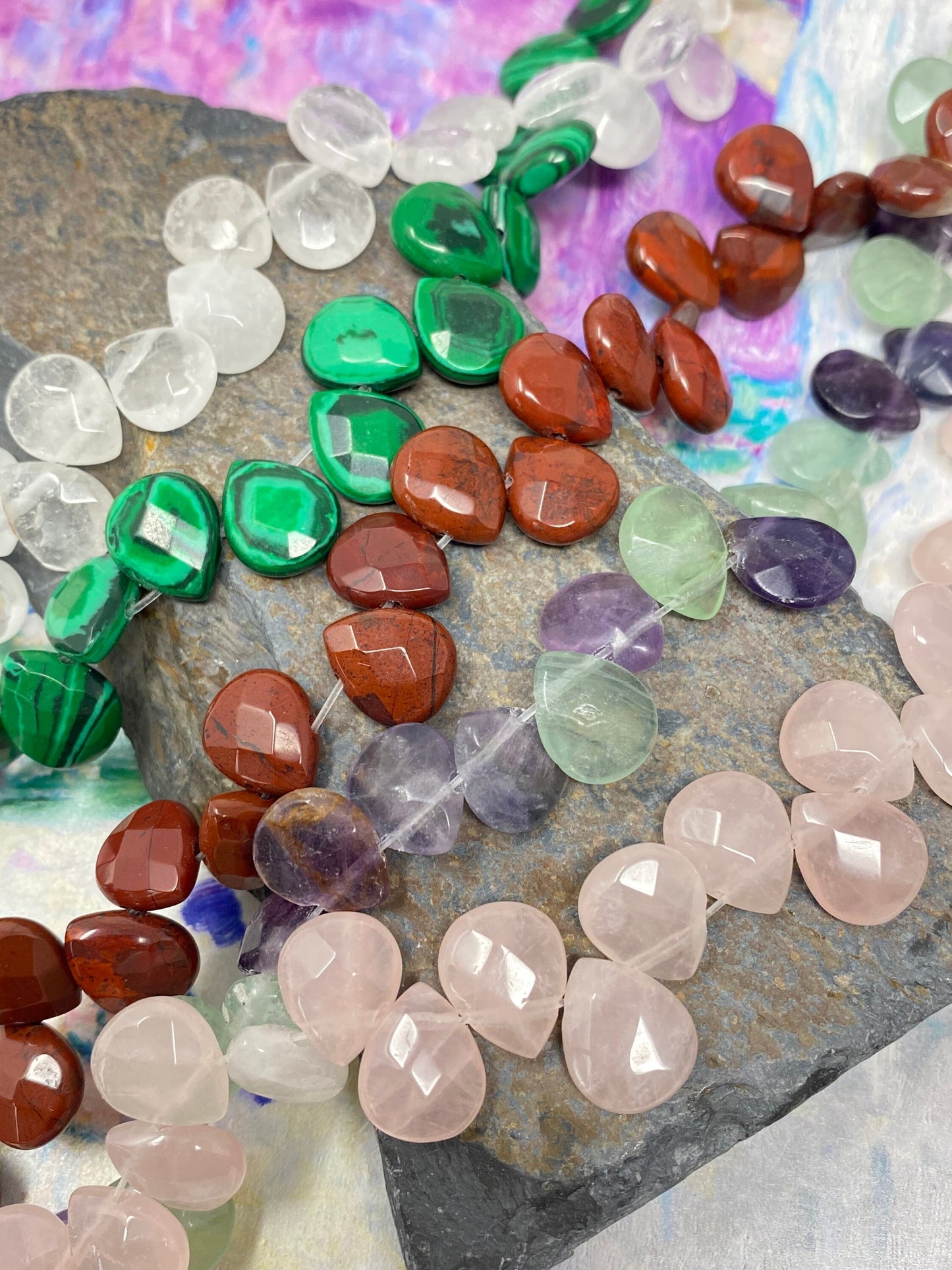 Faceted Gemstone Heart Briolette drop Beads 12 mm PER BEAD Choose Gemstone