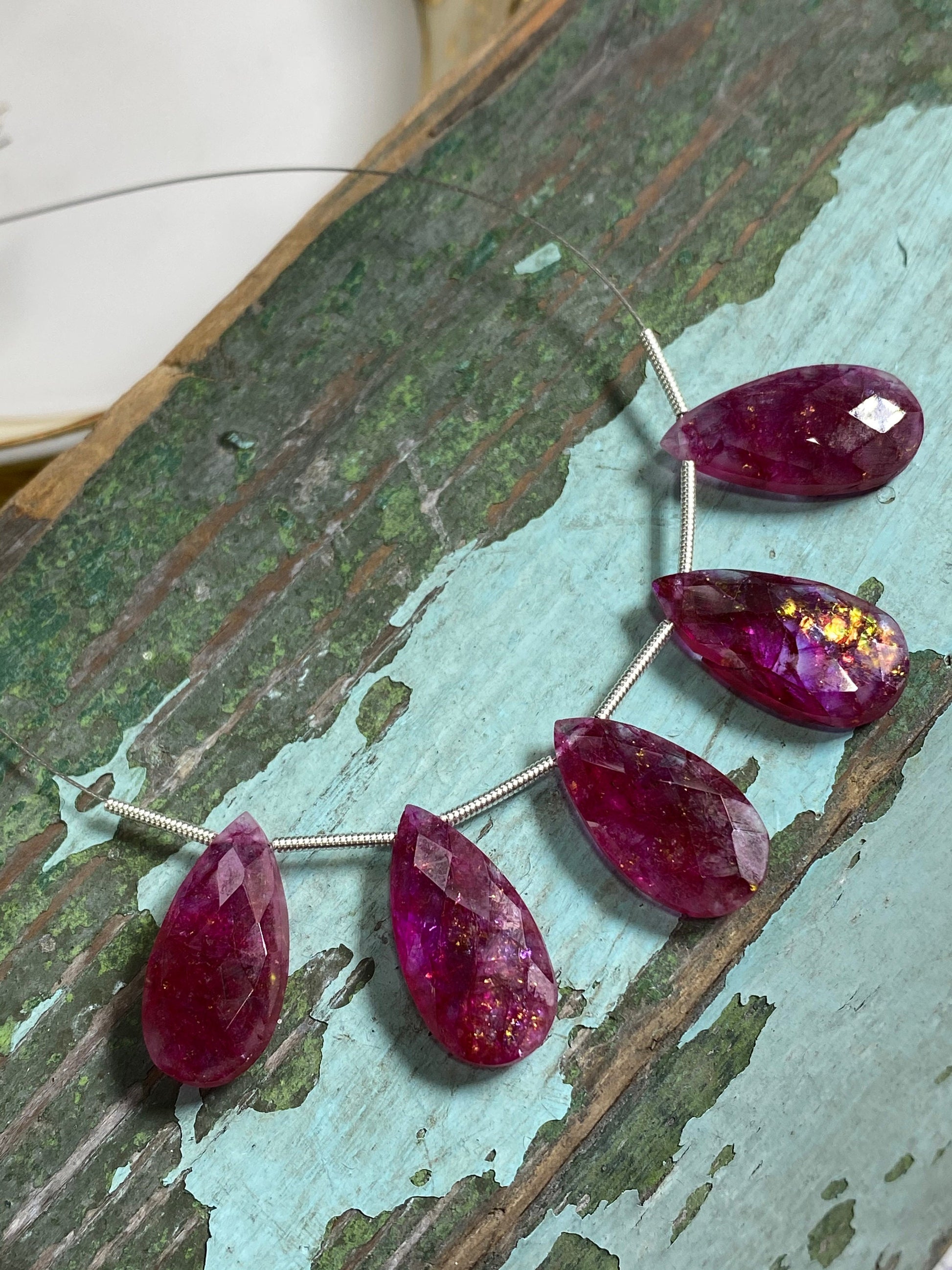 Amazing hand faceted Ruby Large Briolette Beads 20mm and Dyed Ruby Beads Jewellellry Making Red Gemstone 1 BEAD