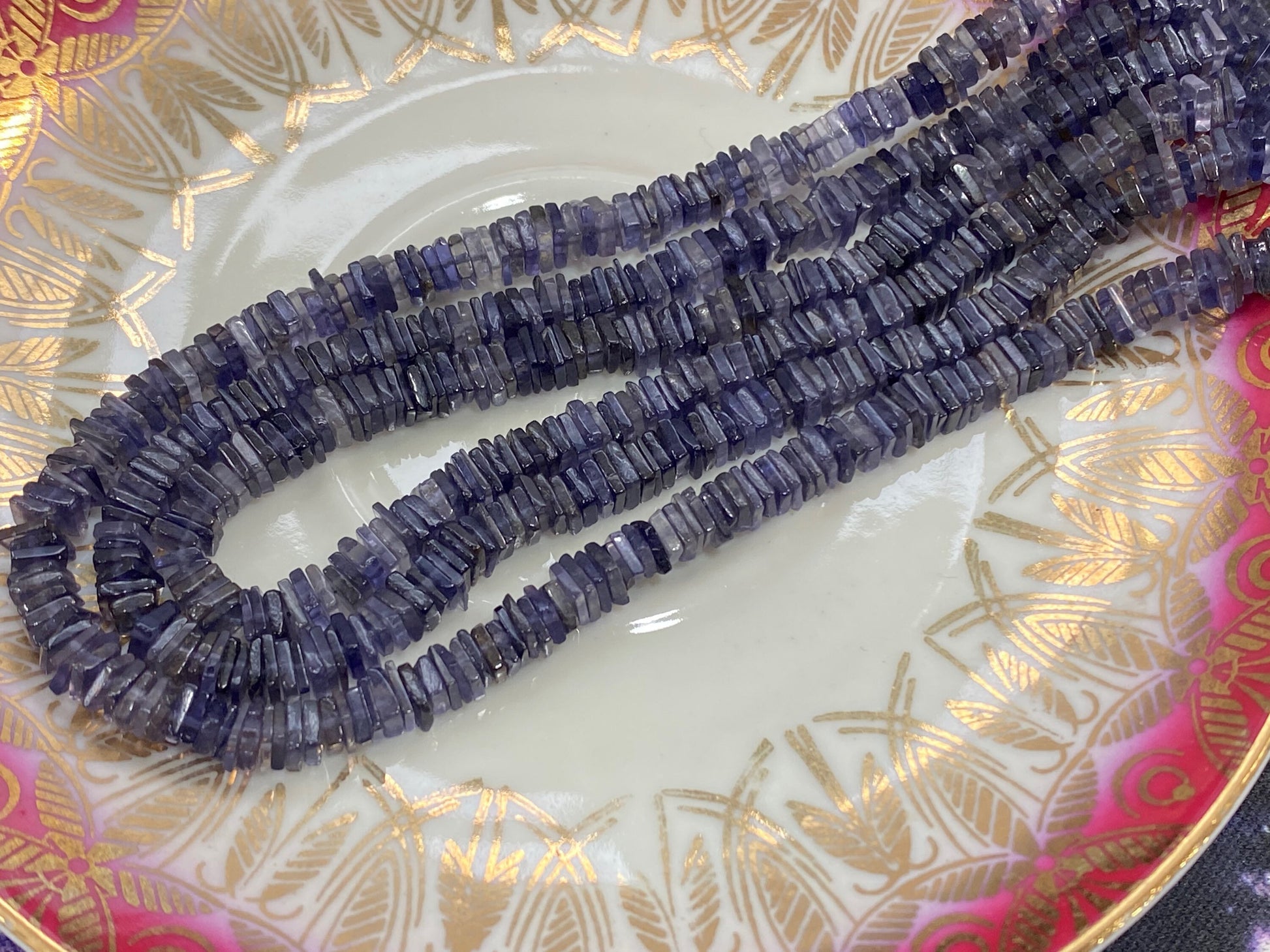 Iolite Square Heishi Rondelle Beads 5 mm approx / Natural Handmade Iolite Beads / Blue Beads / Natural Handmade Gemstone Beads / 10 beads