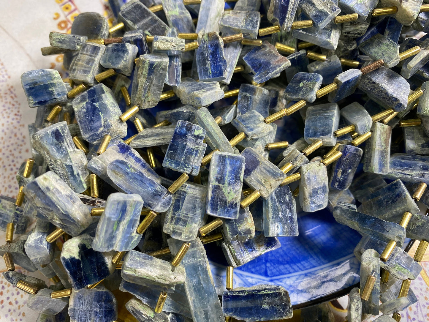 Natural Blue Kyanite Rustic Slab Beads 15-26mm / Blue Gemstone Irregular Cut Beads / Freeform Kyanite Gemstone Beads Drilled Square sticks