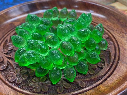 Amazing Glowy Green Matte Czech Glass Lime Lemon Citris Fruit Beads 14 mm