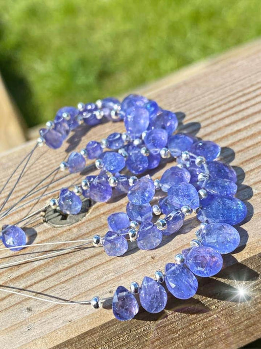 Natural Rustic Tanzanite Hand Faceted pear Teardrop Briolettes Beads Sparkling fine Drops 6-8mm approx