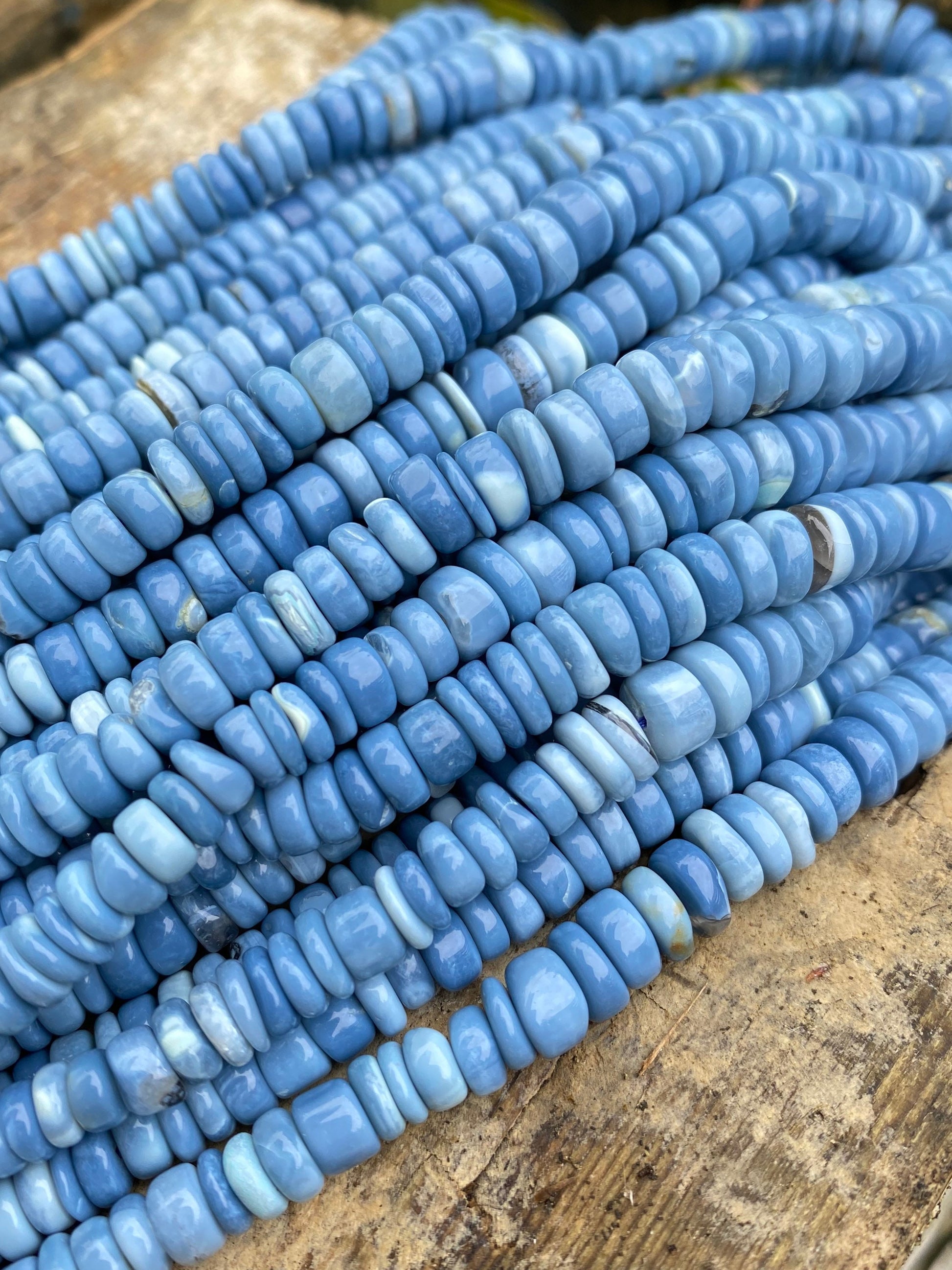 China Denim Blue Opal Blue rondelle tyre heishi beads spacer unique beads 4-8mm