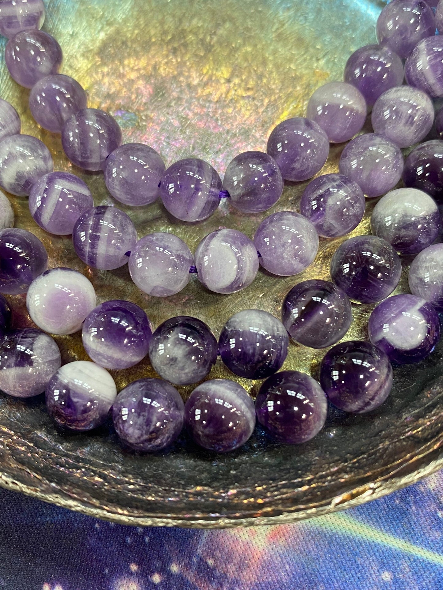 Natural Chevron Amethyst Round Beads 8mm / Amethyst Gemstone Beads / Choose light or dark / Natural Purple Gemstone Beads