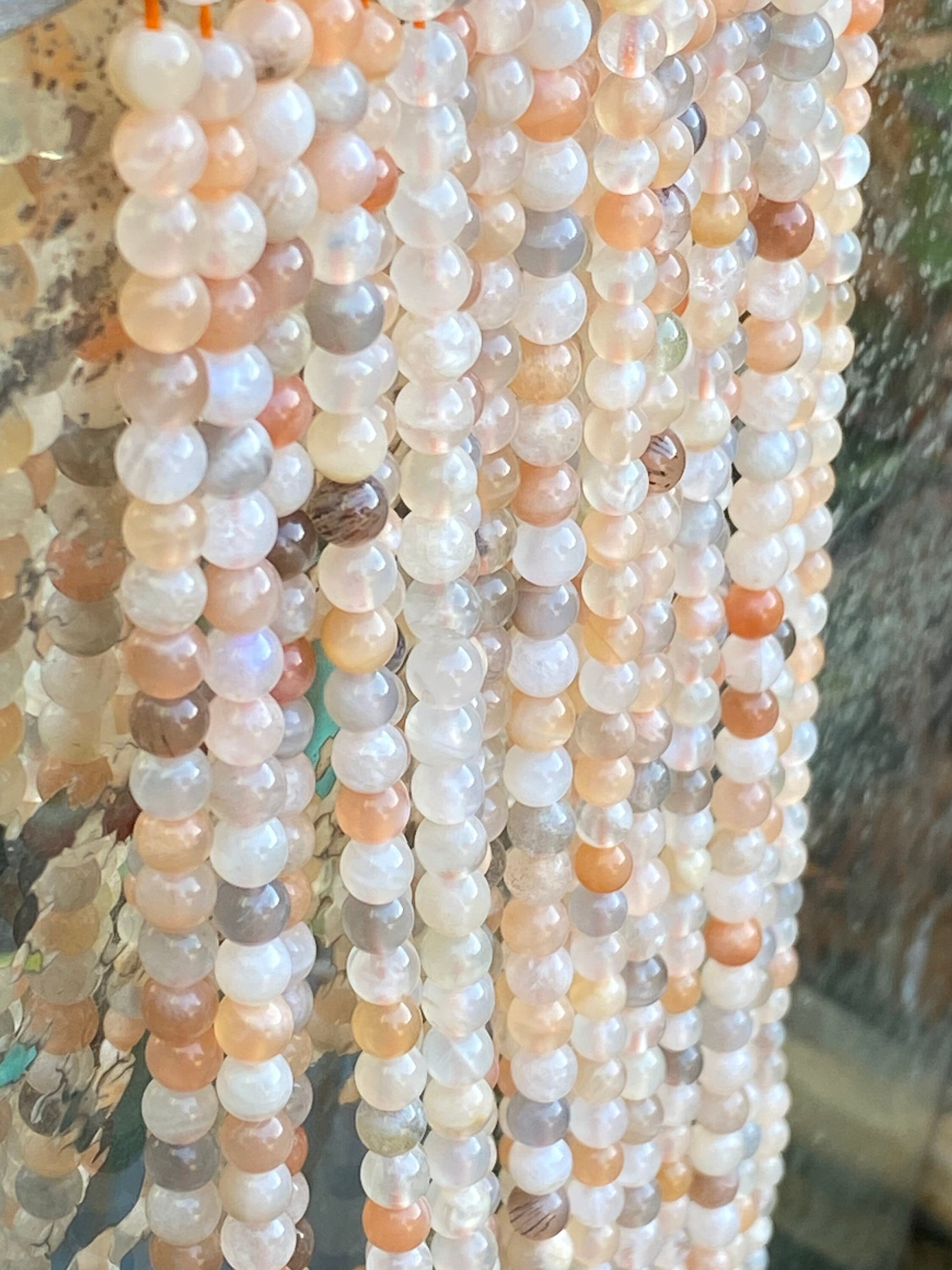 Mixed Multi natural Moonstone Rondelle Round Beads 4-5mm approx handcut / Natural Moonstone Beads / Glowing Moonstone Gemstone Beads