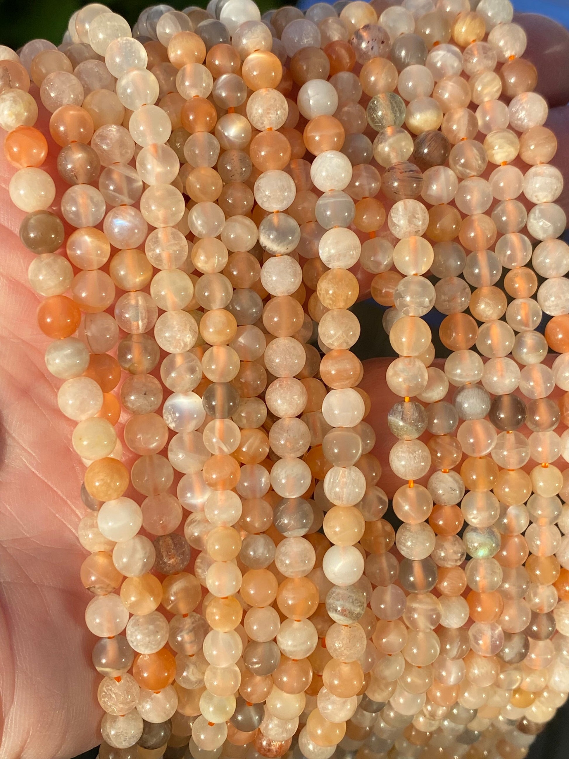 Mixed Multi natural Moonstone Rondelle Round Beads 4-5mm approx handcut / Natural Moonstone Beads / Glowing Moonstone Gemstone Beads