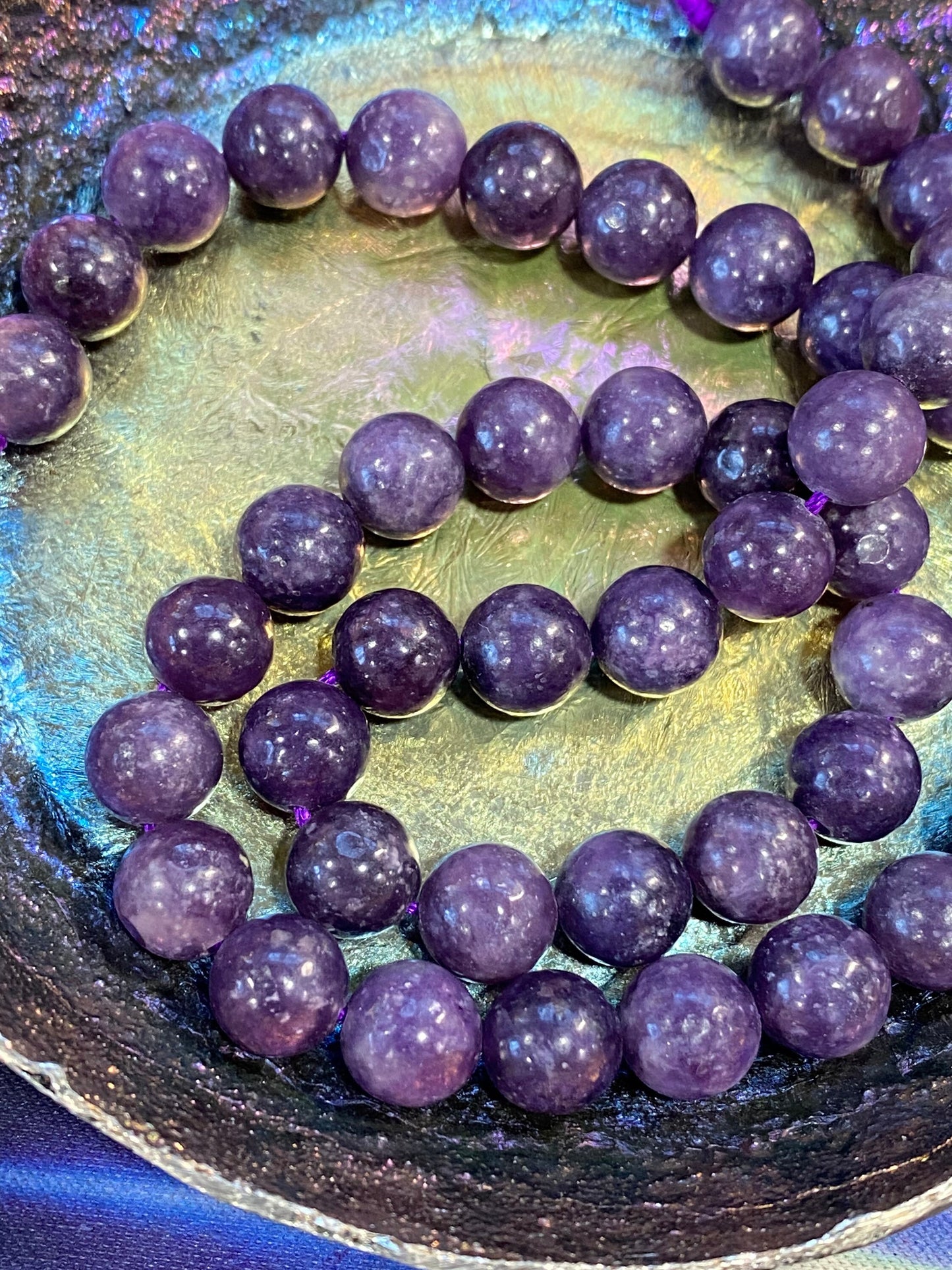 Handmade Purple Lepidolite Round Beads 6 or 8 mm / Purple Gemstone Beads / Sparkling Beads / Jewellery Making Gemstone Beads /