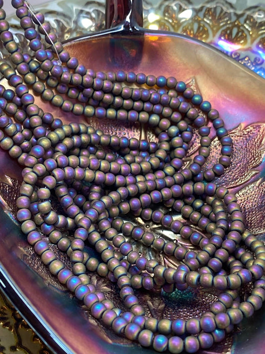 Matte Rainbow Titanium Haematite Hematite Rounds Beads 4mm / Two Tone Haematite Beads / Mystic Hematite Beads 4mm / Rainbow beads