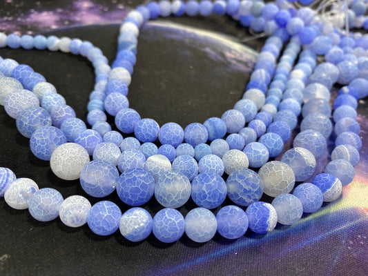 Blue Desert Agate Gemstone Beads 6, 8 and 10 mm Pale Blue Agate Beads Matte Agate Beads Desert Agate Beads / Dragonsvein Agate Beads