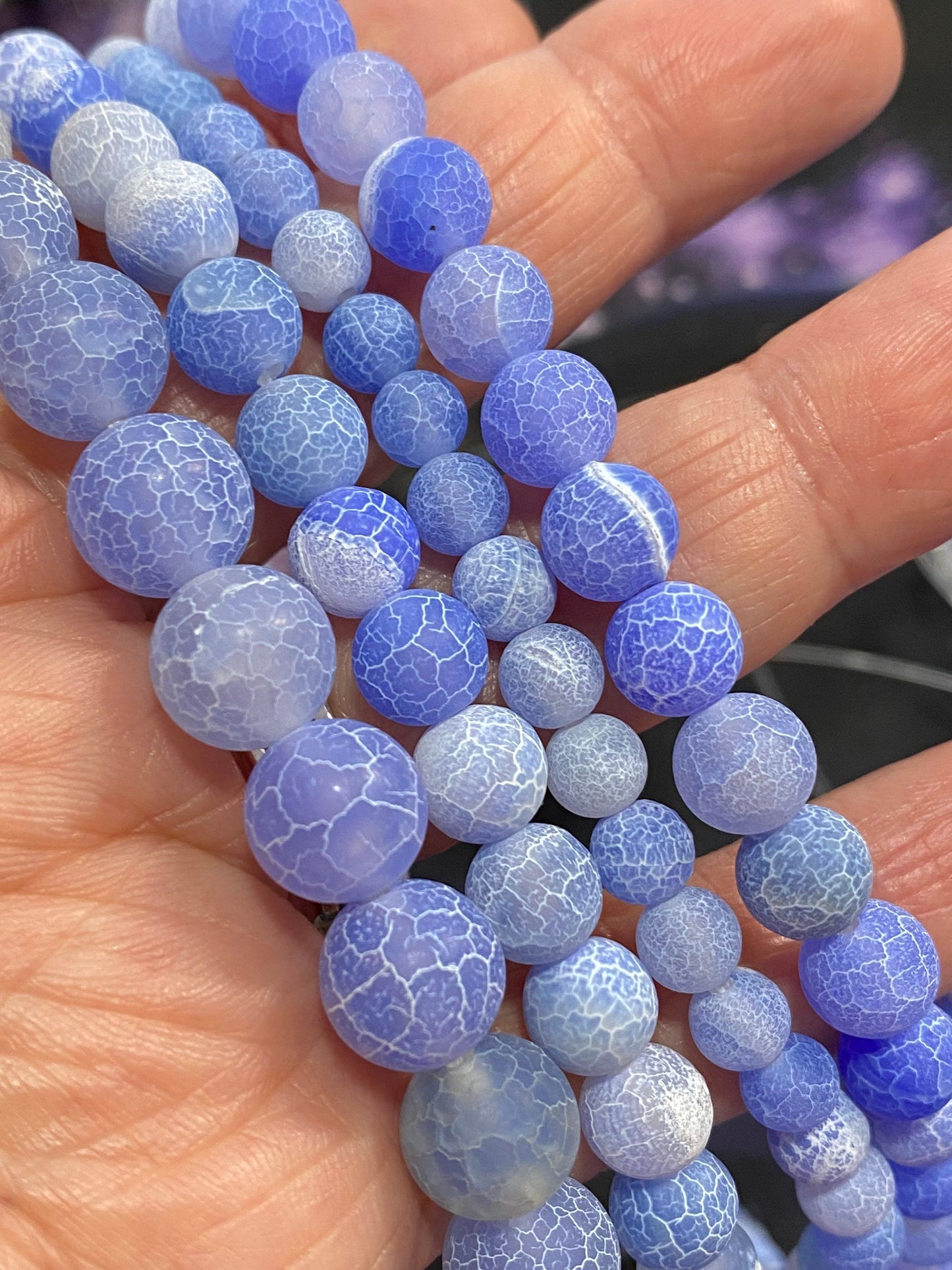 Blue Desert Agate Gemstone Beads 6, 8 and 10 mm Pale Blue Agate Beads Matte Agate Beads Desert Agate Beads / Dragonsvein Agate Beads