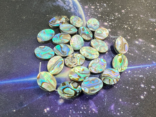 Natural Blue green Abalone shell Beads Oval 12mm - Abalone Shell Beads Amazing Patterns / 4 beads