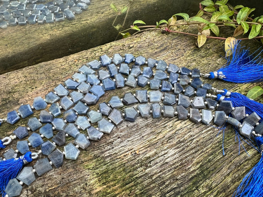 Incredible high quality step faceted slabs of pure natural Sapphire 9-13mm 19 bead strand multi tone