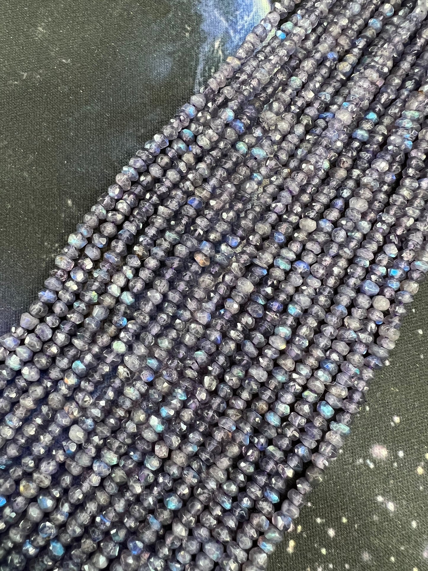 Purple Labradorite Rondelle handmade faceted Rondelle Beads 3.2mm approx Handcut rustic beads