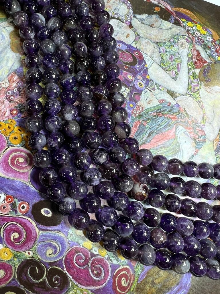 Natural Rustic Brazilian Dark Amethyst Round Beads 8-9mm Approx Handcut / Natural Purple Gemstone Beads / 15.5" Strand