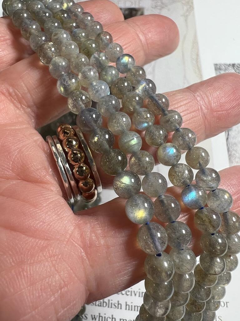 Labradorite Handcut Round Beads 5mm Approx / 15.5" Strand / Blue Orange Green Labradorite / Labradorite Gemstone Beads