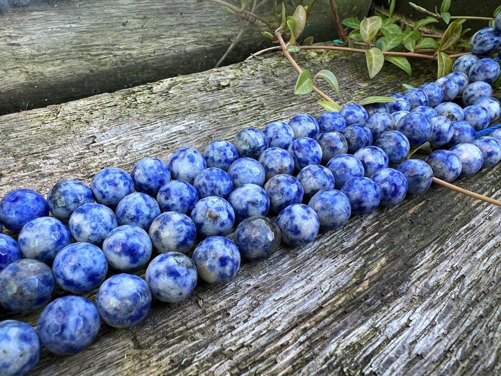 Natural Faceted Denim Lapis Lazuli Beads 10mm / Denim Blue Lapis Gemstone Beads / Round Denim Lapis Beads / Natural Lapis Beads