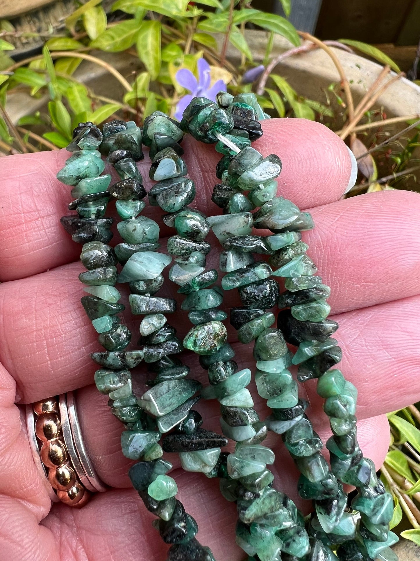 Emerald Natural Chip Nugget beads / May Birthstone / Green Gemstone Chips