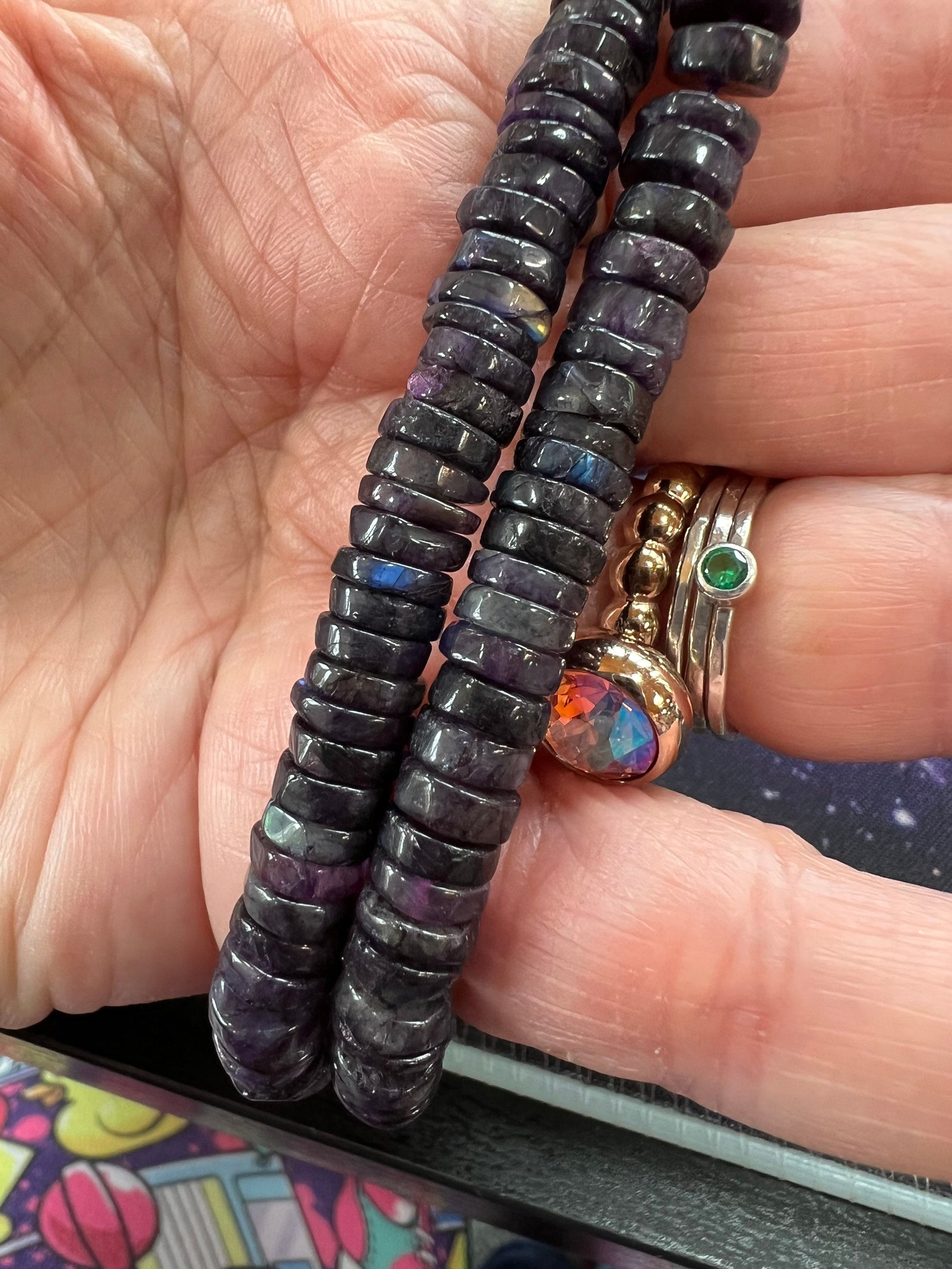 Rustic Purple Labradorite Tyre Heishi Rondelle handmade beads 7mm approx